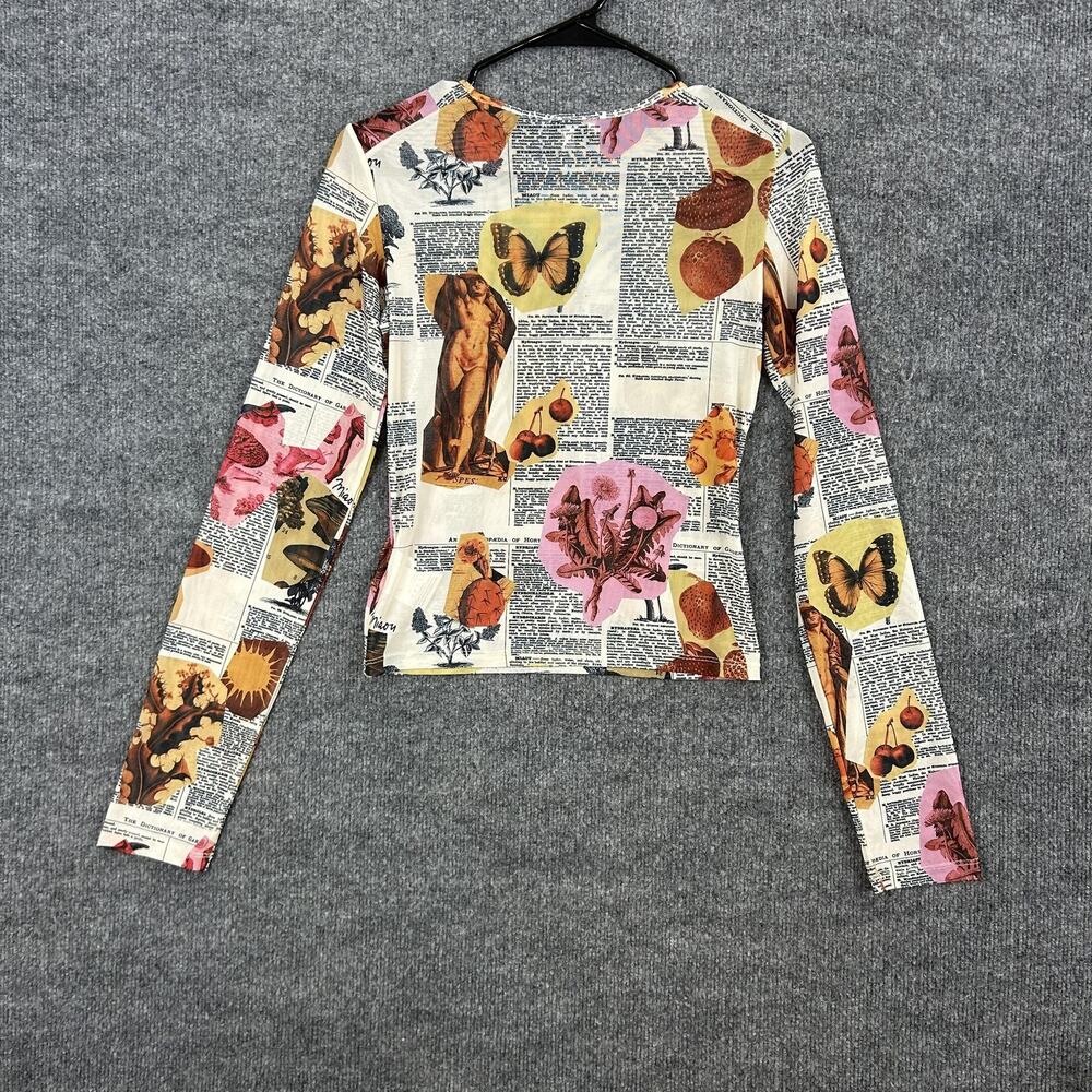 Miaou Top Medium Long Sleeve Tee in Botany Dictionary Flower Mesh Artsy Indie - Picture 5 of 10